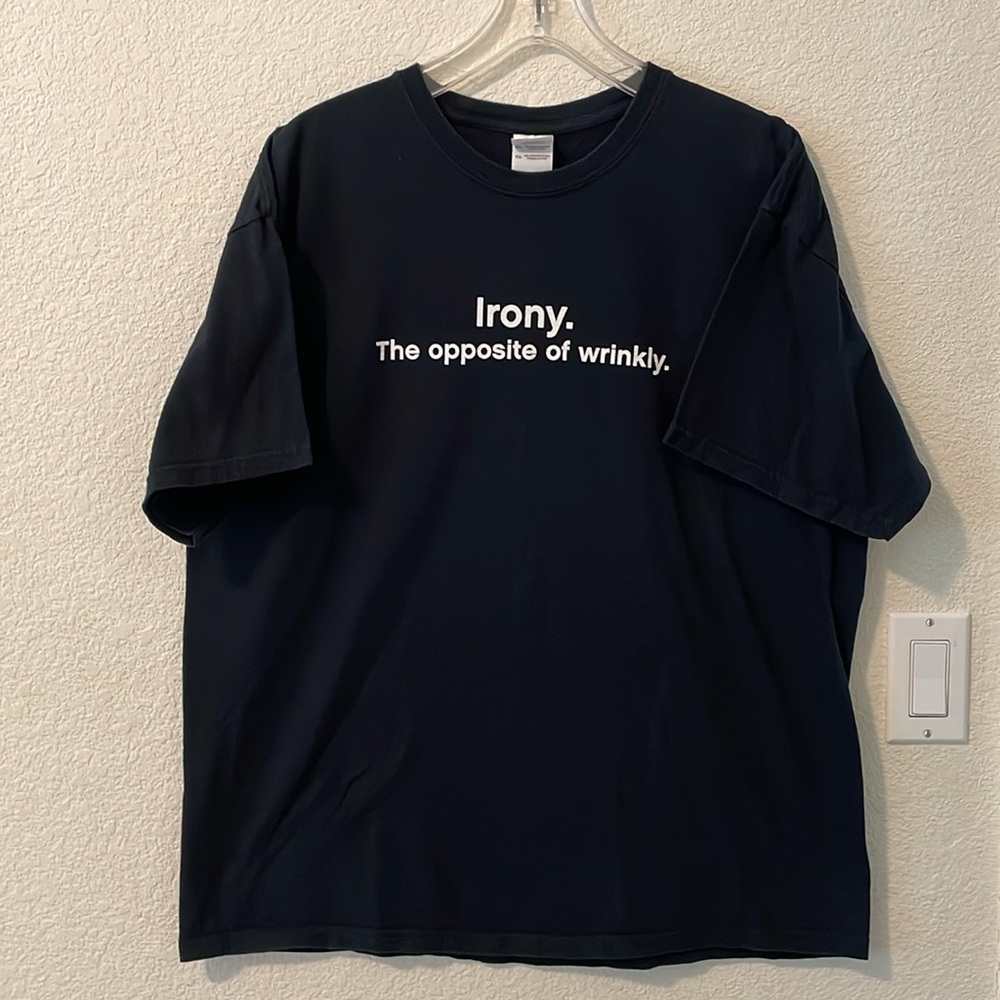 Irony. The Opposite of Wrinkly XL 100% thick cotton black tee